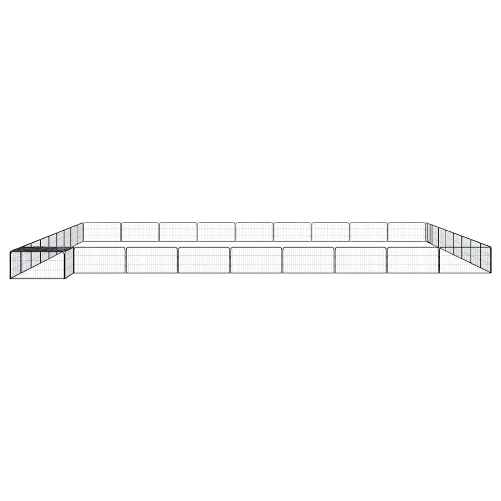 Cuccia nera per cani, 36 pezzi, 100 x 50 cm, in acciaio, per cuccioli | Robusto recinto per cuccioli in acciaio verniciato a polvere per giardino e terrazza, con copertura, serratura e pali.
