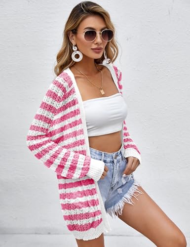 Image of Women Crochet Lightweight Cardigan Cover Up Open Front Long Sleeve Summer Cardigans