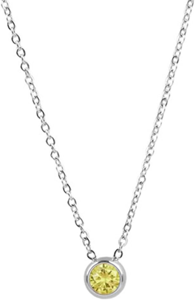 Jude Jewelers Stainless Steel Birthstone Classic Plain Solitaire Style Collar Statement Party Necklace