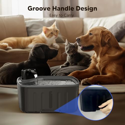 Dog Water Fountain for Large Dogs, 2.1GAL/8L/270oz Large Dog Water Fountain Bowl for Dog Inside,Dog Fountain with Water Level Window and Shortage LED Reminder, Ultra-Quiet Pump,Water Fountain for Dog