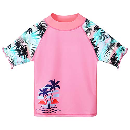 Image of TFJH E Girls Short Sleeve Swimwear Two Piece Swimsuit UPF 50+ Rash Guard Sets UV 3-12Y