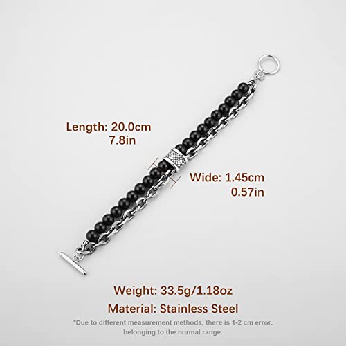 Hzman Beaded Bracelets For Men Women 8Mm Bright Agate Bead Bracelet Double Layer Adjustable Toggle Link Chain Bracelets Jewelry Gift #TOP2