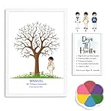 Didart Handmade Cuadro de árbol de Huellas Comunión niño. Modelo Tradicional. Marco, Tintas e Instrucciones Incluidas, Libro de visitas comunion niño. (TRADICONAL)