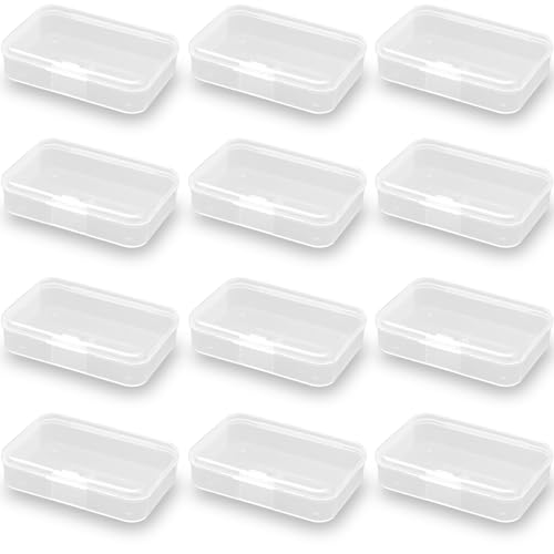 Image of 12Pcs Rectangular Mini Plastic Storage Containers (3.46 x 2.28 x 0.79 inch), Small Plastic Clear Beads Storage Containers Box for Beads, Small Items etc