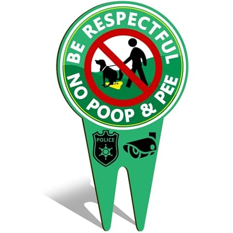 Be respectful dog sign, double sided sign, no pooping dog sign, Stay clean, Keep off grass sign Cover