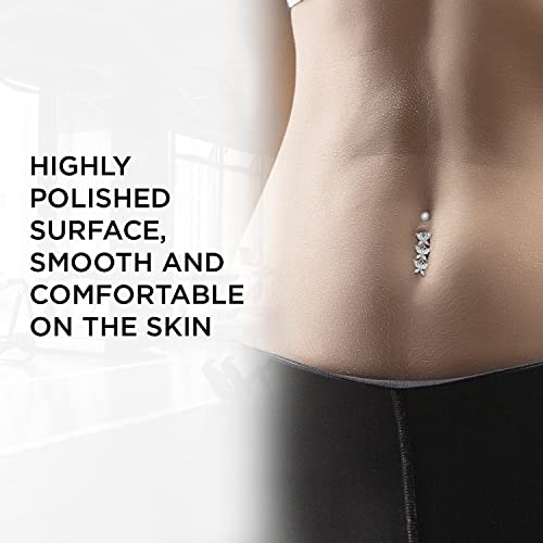 Pierce2Go Anodized Silver 316L 3 Butterflies Dangle Belly Ring With Cz Stones (Clear) #TOP4