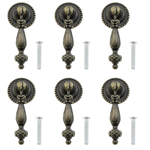 Poignées en goutte de bronze pour remplacer des boutons de commode usés lot rétro 6 pièces