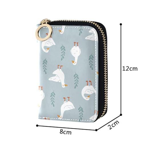 RFID Credit Card Holder Gooses Duck Leather With Zipper Card Case Wallet for Women Girls4