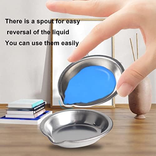 ZHOUSTOU 12pcs Professional Paint Mixing Tray Round Makeup Mixing Palette with Mouth Stainless Steel Round Palette for Watercolours Oil Water Paint