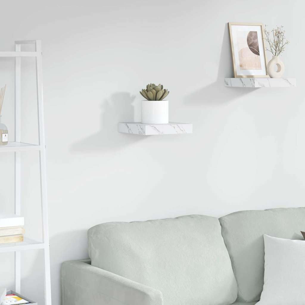 Mensola da parete in marmo bianco, 23 x 23,5 x 3,8 cm, supporto da parete in legno e metallo, decorazione per soggiorno, camera da letto, cucina, bagno, corridoio, ufficio