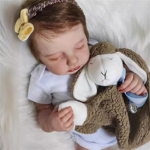 BAOERYAA Baby reborn realista,45CM bebe reborn menina corpo de silicone com cabelo,Roupas brancas ol
