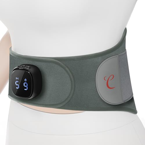 Image of Comfytemp Cordless Portable Heating Pad with Massager for Lower Back Soothing, 9 Heat 5 Vibration 3 Intensity App Control, Rechargeable Cordless Wireless Heated with ifts for Mom Dad Senior, Grey