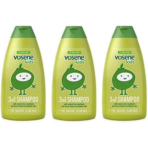 THREE PACKS of Vosene Kids 3 in 1 Conditioning Shampoo Head Lice Repellent, Clear, 750 milliliters Cover