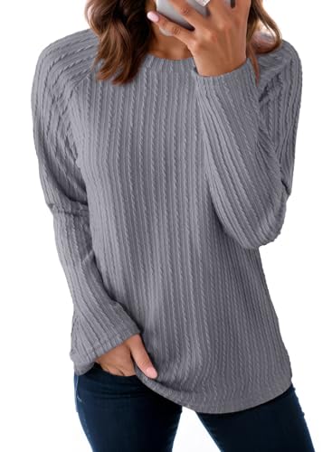 Image of Dokotoo Womens Tops Long Sleeve Lightweight Shirts 2026 Spring Fashion Clothing Trendy Tops Crewneck Knit Basic Tee
