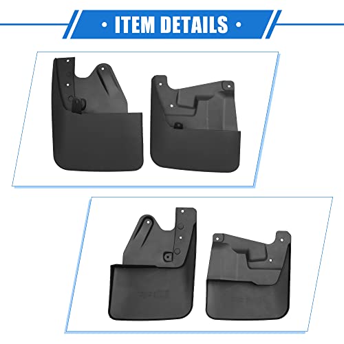 Image of Mud Flaps Kit Compatible for Toyota Tundra 2022-2023, Quality Plastic Black Front and Rear Splash Guards