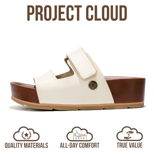 Image of Project Cloud 100% Genuine Leather Platform Sandals Women Footwear-Beach Essentials Summer Wedges with Plush and Soft Insole-Non Slip & Lightweight Wedge Sandals For Women 2026