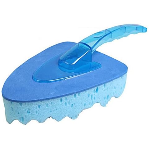 BOOMBOOST Triangular Sponge Brush With Handle Wave Car Wash Sponge Brush Car Wash And Wipe Tool For Car Beauty Maintenance Blue Cover