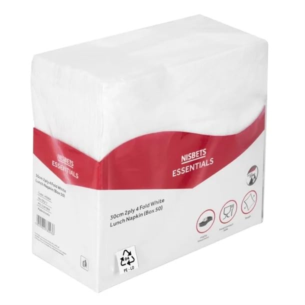 Nisbets Essentials 30cm 2ply 4 fold White Lunch Napkin (Box 50)