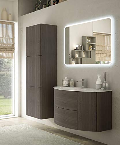 Mueble de baño suspendido Eden roble oscuro, 120 cm, con lavabo y espejo LED Cover