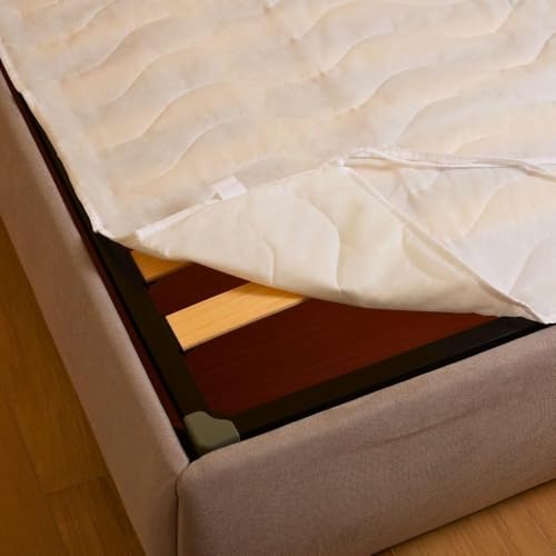 MAXIME MAISON - Cubresomier matrimonial 170 x 200 acolchado con relleno, cordones en las esquinas, cubresomier de cama de matrimonio hipoalergénico y antiácaros, transpirable, fabricación Made in