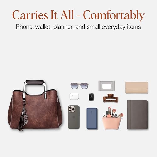 Image of Small Vegan Leather Purses for Women, Faux Leather Handbags for women, Top Handle Handbags, Satchel Purse
