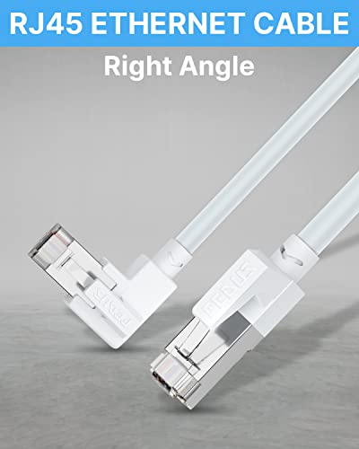 Image of FEDUS Cat6 Ethernet Cable, 2 Meter L-Shape High Speed 550Mhz 10 Gigabit Speed Utp Lan Cable, Network Cable Cord Gigabit Category 6 Wires For Laptop, Personal Computer, Router, Modem, Television(White)