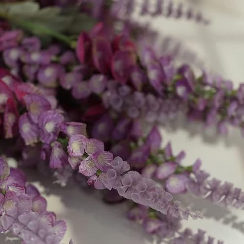 Tableclothsfactory 2 Bushes | 34" Lavender Artificial Foxglove Orchid Flower Bouquet Stem – Silk Flower Branch Spray - Ideal For Tabletops, Office Desk, Windowsills, Hallways, Dressers, Coffee Tables #TOP5