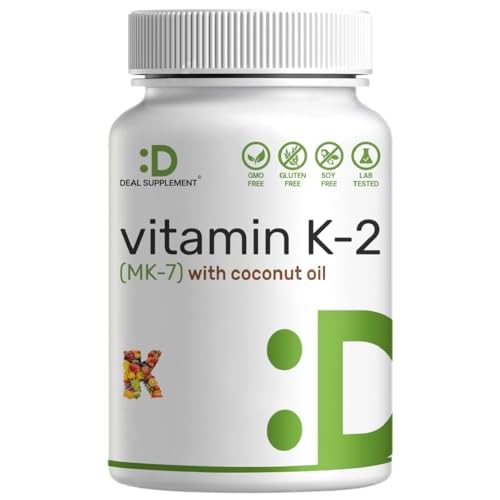 DEAL SUPPLEMENT Vitamin K2 MK-7 200mcg Per Serving, 240 Coconut Oil Softgels | Easily Absorbed Menaquinone-7 Form | Bone, Joint, & Immune Support β Non-GMO