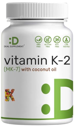 deal supplement vitamin k2 mk-7 200mcg per serving 240 coconut oil softgels  easily absorbed menaquinone-7 form  bone joint amp immune support  non-gmo