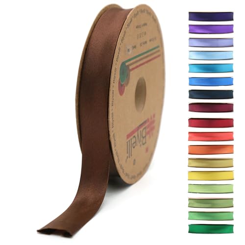 Image of Fold Satin Bias Tape - 99+ Colors - 3 /4 Inches Wide - 27 Yards - Fold Satin Binding Bias Ribbon Fabric Piping Bias Binding Tape for Sewing Clothing DIY (84. Dark Brown) BYS84