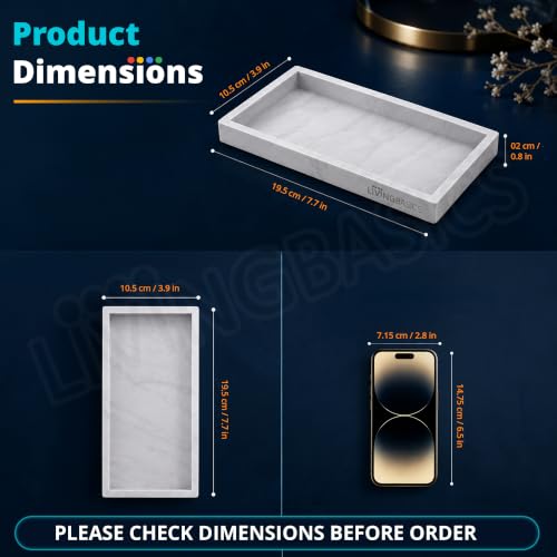 Image of LivingBasics 1Pc Rectangle Silicone Countertop & Vanity Tray, Tray for Soap Dispenser Bottles, Bathroom Accessories Trays for Toiletries /Kitchen Sink, Cosmetic /Coffee Table Organizer Display Holder