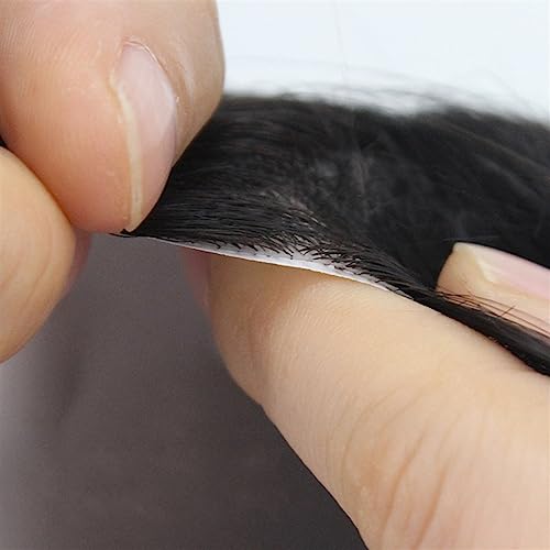 Toupet pour hommes noir naturel résolvant la calvitie avec une base PU indétectable