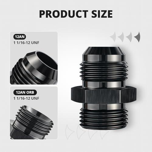 Image of EVIL ENERGY 12AN Flare to 12AN ORB Male 1PC Fuel Rail Adapter Fitting Black