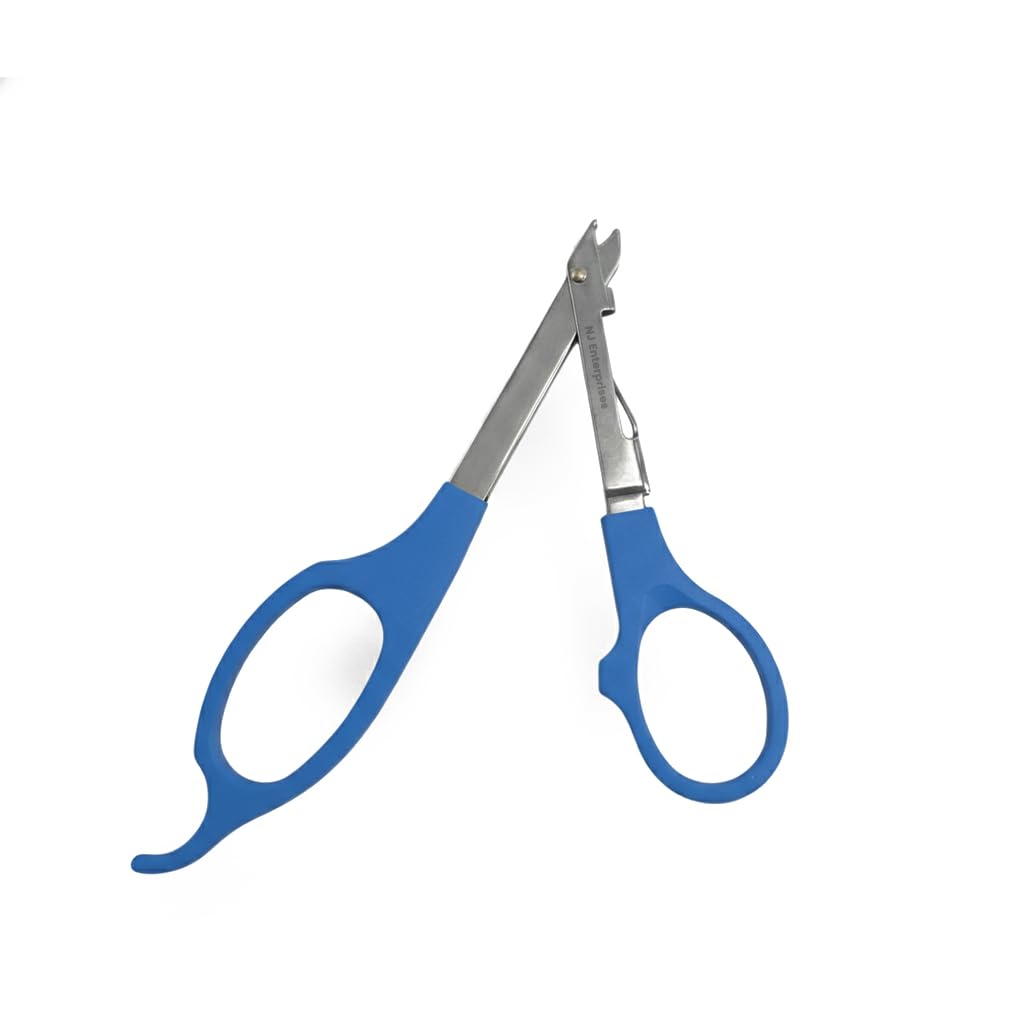 NJ Enterprises® Plastic Skin Staple Remover with Free Stainless Steel Staple Remover – Easy Grip Handle, Wound Care Tool for Clinic, Hospital & Home Use (Blue)