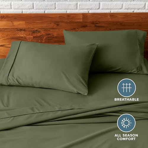 Image of Bare Home Microfiber Pillow Cases - Standard /Queen Size Set of 2 - Cooling Pillowcases - Double Brushed - Cypress Pillowcases 2 Pack - Easy Care (Standard Pillowcase Set of 2, Cypress)