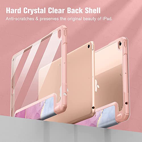 Image of SwooK Hybrid Case for 7.9 inch iPad Mini 5 /4 - Shockproof Clear Back Shell Flip Cover Case (Glittering Marble)