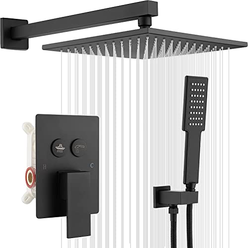 Ensemble douche de luxe en nickel brossé avec mitigeur mural et pommeau de douche précipitations