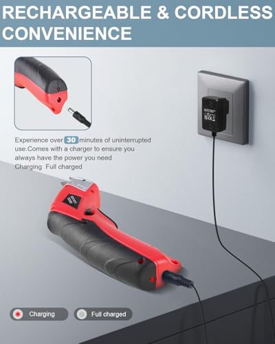 Father Day Gifts from Daughter Son Wife for Dad, Cordless Electric Scissors Cardboard Cutter 4V Powerful Box Cutter with 2 Blades Rechargeable Shears for Cutting Fabric Carpet Leather for DIY Lovers — view 4
