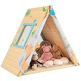 💖 Geräumiges Spielraum - Mit den Maßen 115x77x100cm(LxBxH) bietet dieses Kinderspielhaus viel Platz für max. 2 Kinder gleichzeitig darin spielen. Das Seitenfenster sorgt für eine gute Luftzirkulation, während die Vorhänge an den Vorder- und Hintertüren die Privatsphäre und den Reiz erhöhen.