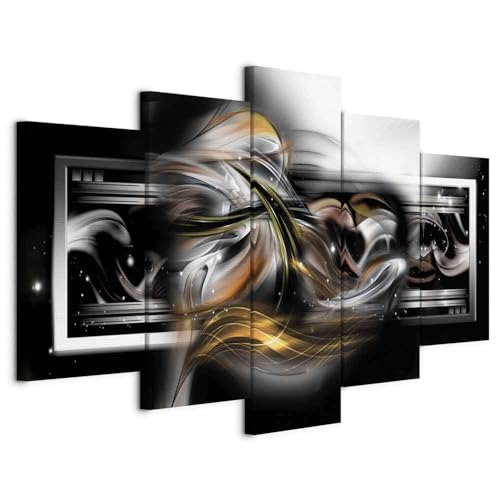 Tableau abstrait 200x100 cm B&D XXL en gris marron et beige pour salon