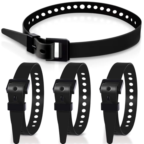 Blulu 4 Pack Reusable Industrial Straps 20 Length Reliable Tension Straps for Securing Bike Motor Gear -70 Lb. Working Load Elastic Cable Ties for Welders Skis Garden Hoses (Black)