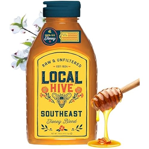 Local Hive Southeast Raw & Unfiltered Honey, 100% US Honey, 16 oz