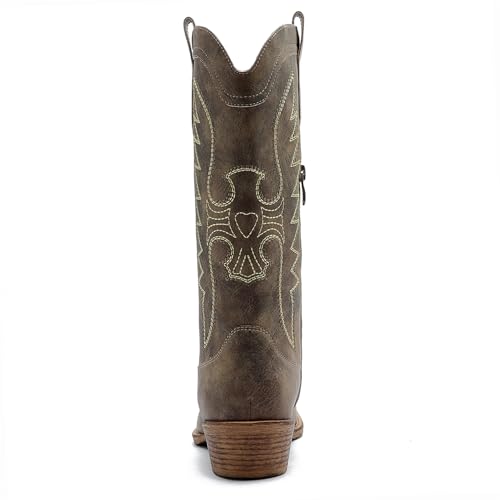 Image of GLOBALWIN Women's Knee High Long Pointed Toe Western Cowboy Boots For Women