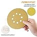 POWERTEC 50 PCS 120 Grit - 6 Inch 8 Hole Hook and Loop Sanding Discs, 6