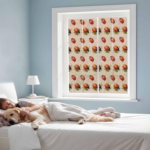 Película para ventana con mariquitas decorativa Beige 17.7x39.3 pulg miniatura 3