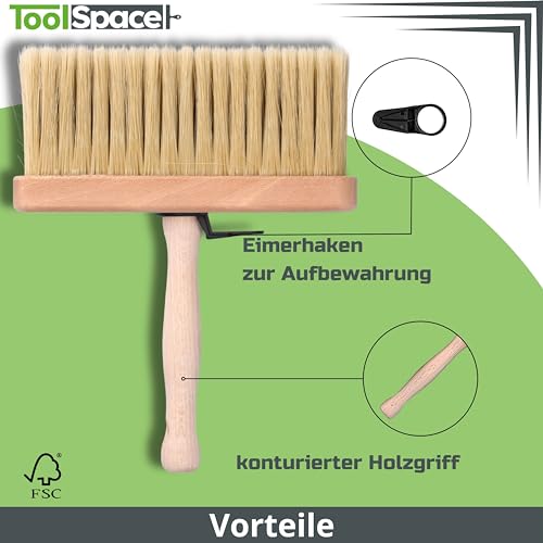 ToolSpace Quast Breit 190 mm Maurerbürste Holz Malerbürste 2 STÜCK Ideal zum Streichen Holz Zäunen Bänken als Tapezierwerkzeug Malerquast Flachenstreicher Deckenbürste Tapezierbürste Vliestapete DIY