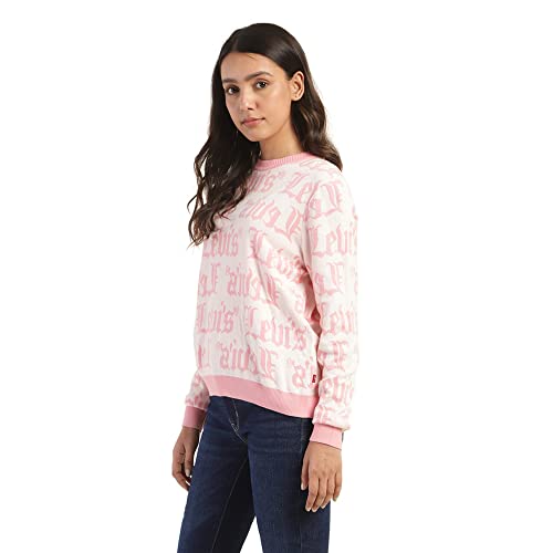 Image of Levi's Women's Cotton Blend Brand Logo Printed Crew Neck Sweater