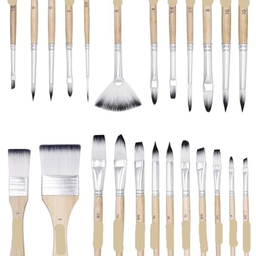 Set de Pinceles de Pintura - 24 Tamaños con Estuche Organizador para Acuarela, Acrílico, Pintura al Óleo