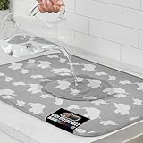 GORILLA GRIP Ultra Water Absorbent Microfiber Dish Drying Mat, Quick Dry Thick Mesh, Slip Resistant Pad for Sink Dishes or Under Rack, Kitchen Counter Accessories, 16x18, Machine Wash Mats, Elephants