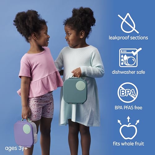 Image of b.box Mini Lunch Box Kids | 4.25 Cup Leak Proof Bento Box for Kids Ages 3+ | 3 Compartment Snack Containers, School Lunch Container, Dishwasher Safe, BPA-Free, PFAS-Free - Emerald Forest